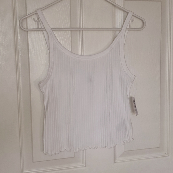 NWT Old Navy Ribbed White Cropped Tank SP - Picture 3 of 5